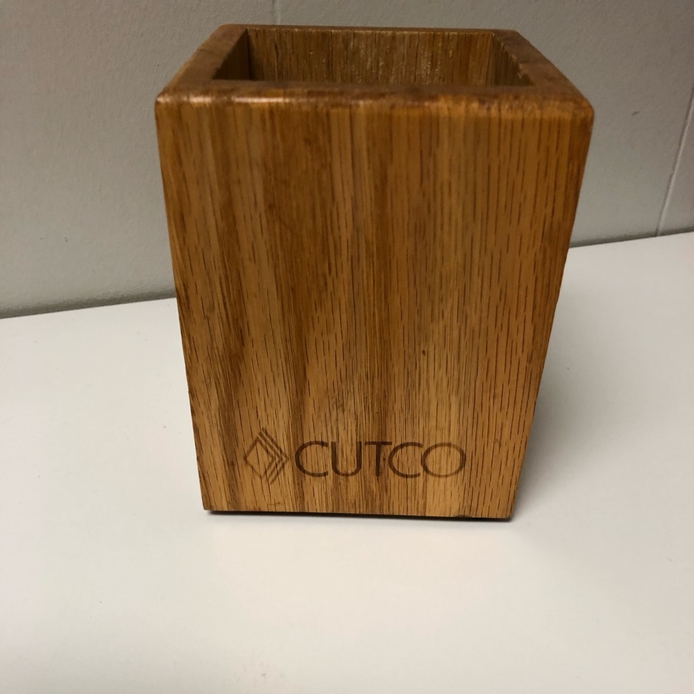 Cutco Oak Oak Wood Utensil Box Block Caddy Container Made in USA 4x4x5”